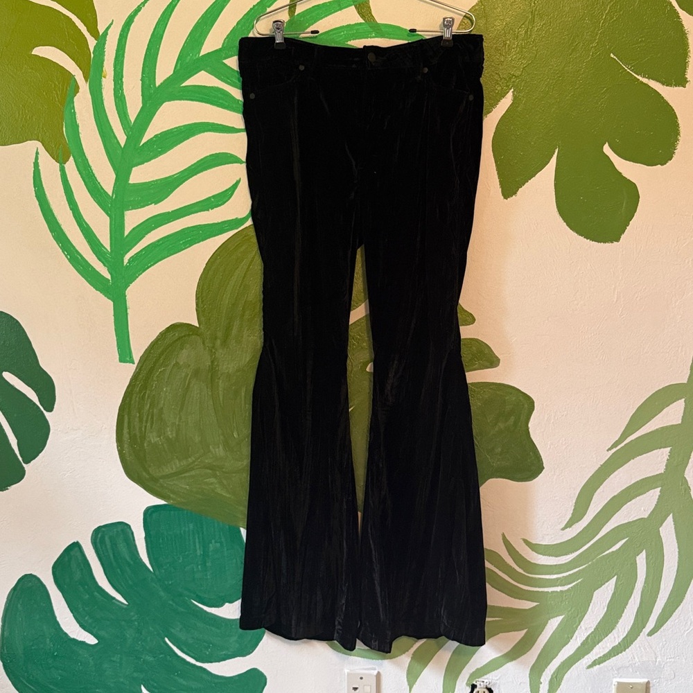 Wrangler Black Crushed Velvet Flare Pants
